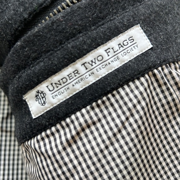 Designer High fashion 100% Black Wool Jacket by Under Two Flags - Picture 11 of 13